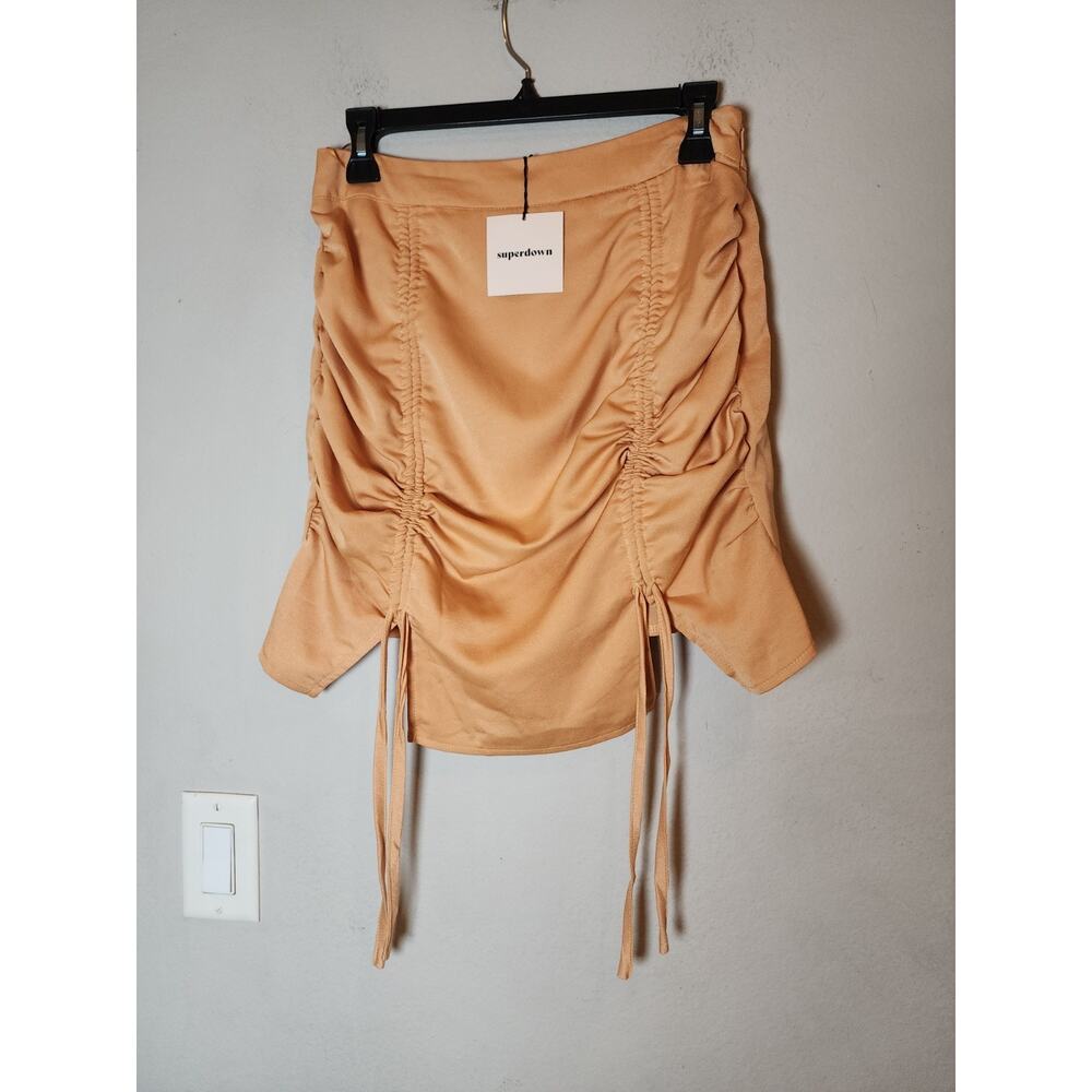 NWT Revolve Superdown Satin Adjustable Ruched Xio Mini Skirt Orange Size Medium
